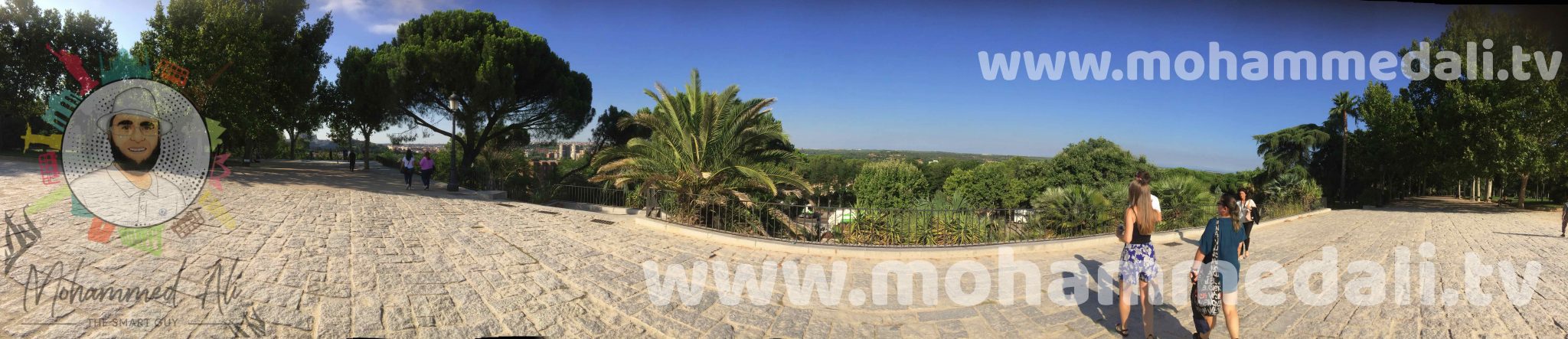 Stunning panoramic views on the mountains from the back of Temple of Debod